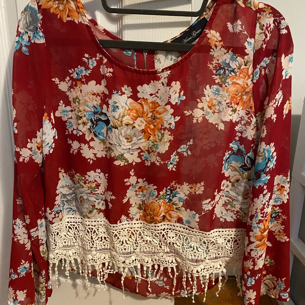 Lizard Thicket red floral shirt